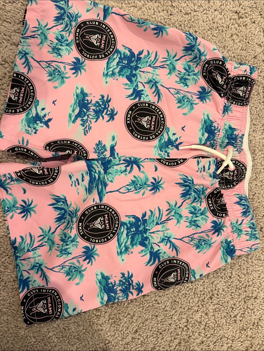 abercrombie kids Pink Shorts with Teal Palm Print